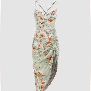 Green Satin Midi Dress - Perfect for weddings and special occasions!